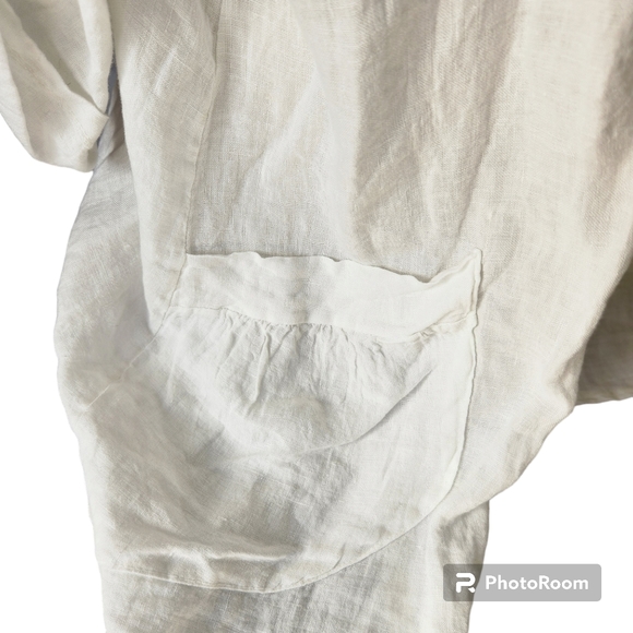 Elegant White Open-Front MARINA GIGLI Linen Cardigan - Picture 3 of 13